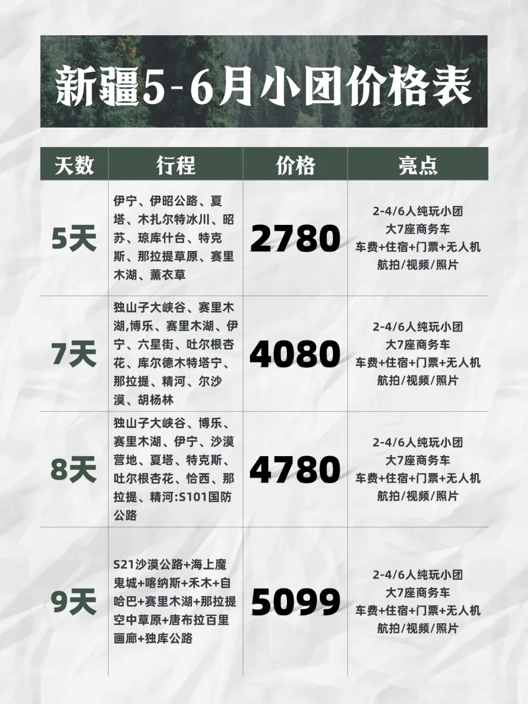 5-6月新疆小团价格表💰附攻略✅一价全含❗