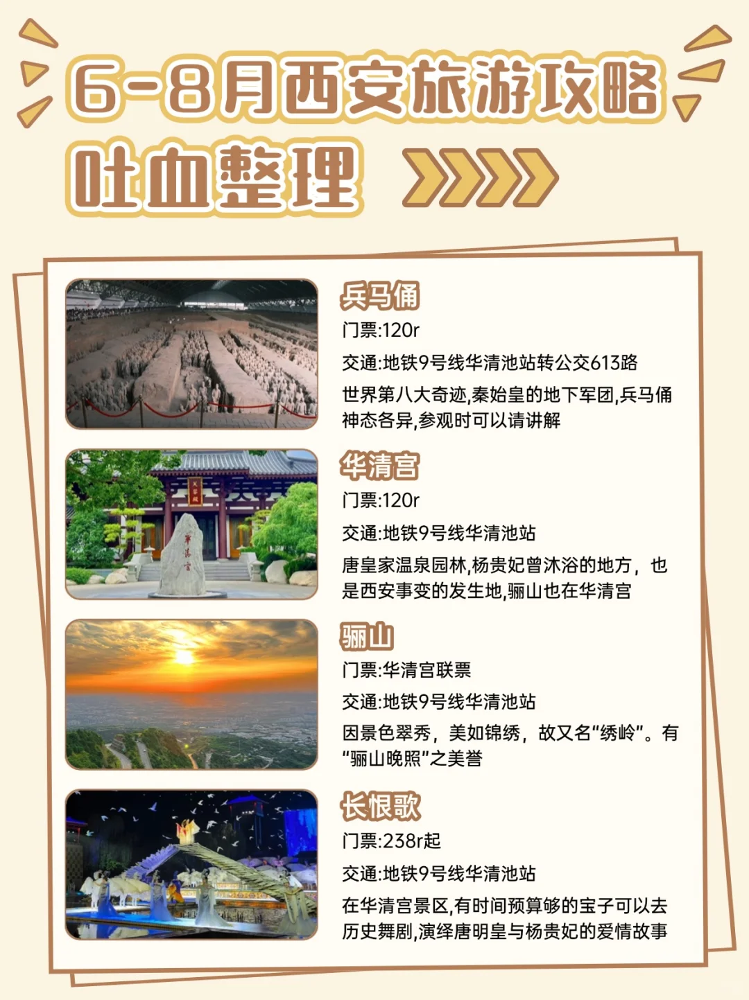 6-8月西安旅游攻略，直接抄作业📝姐