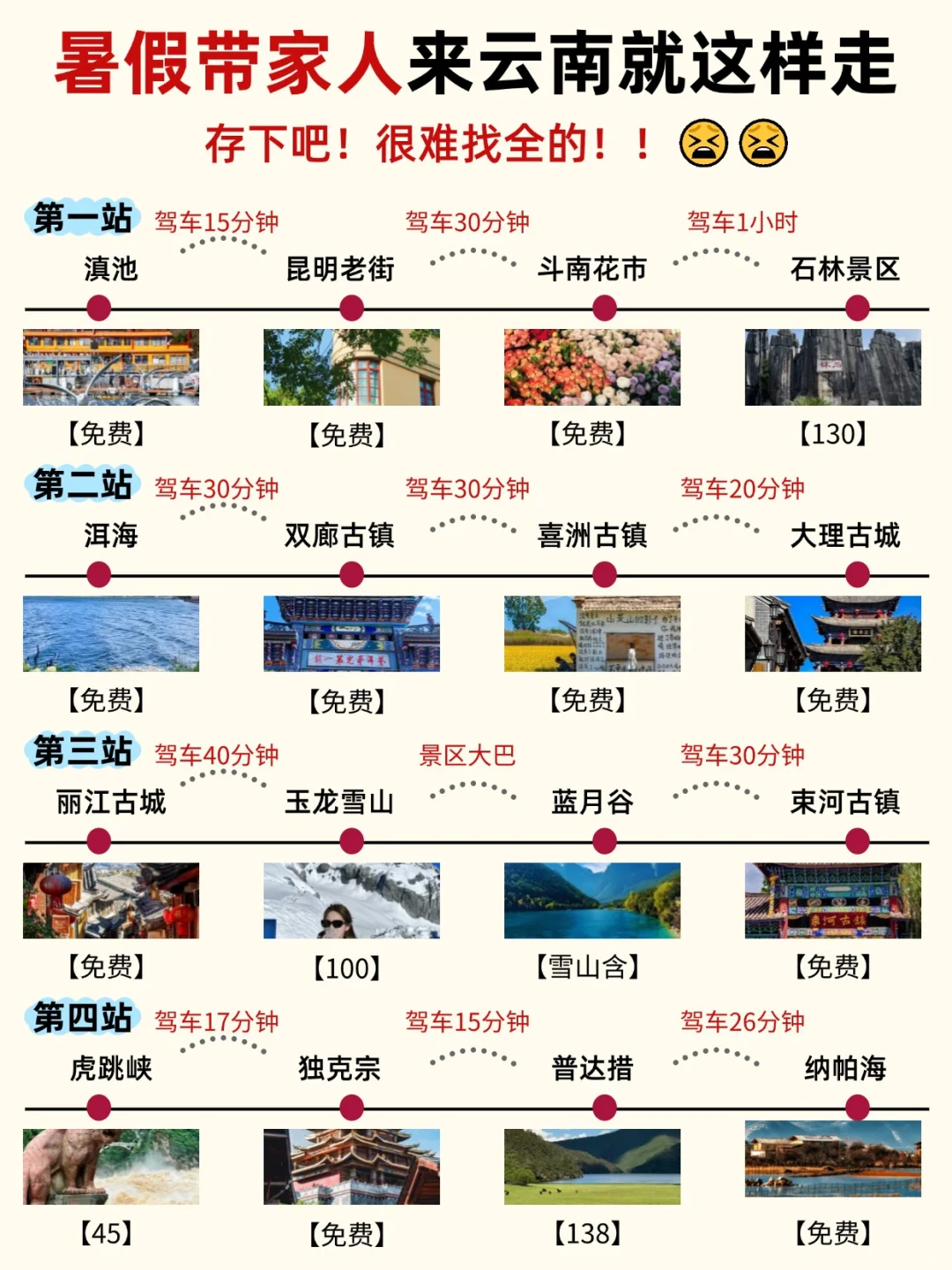 暑假带家人来云南就这样走！建议码住！