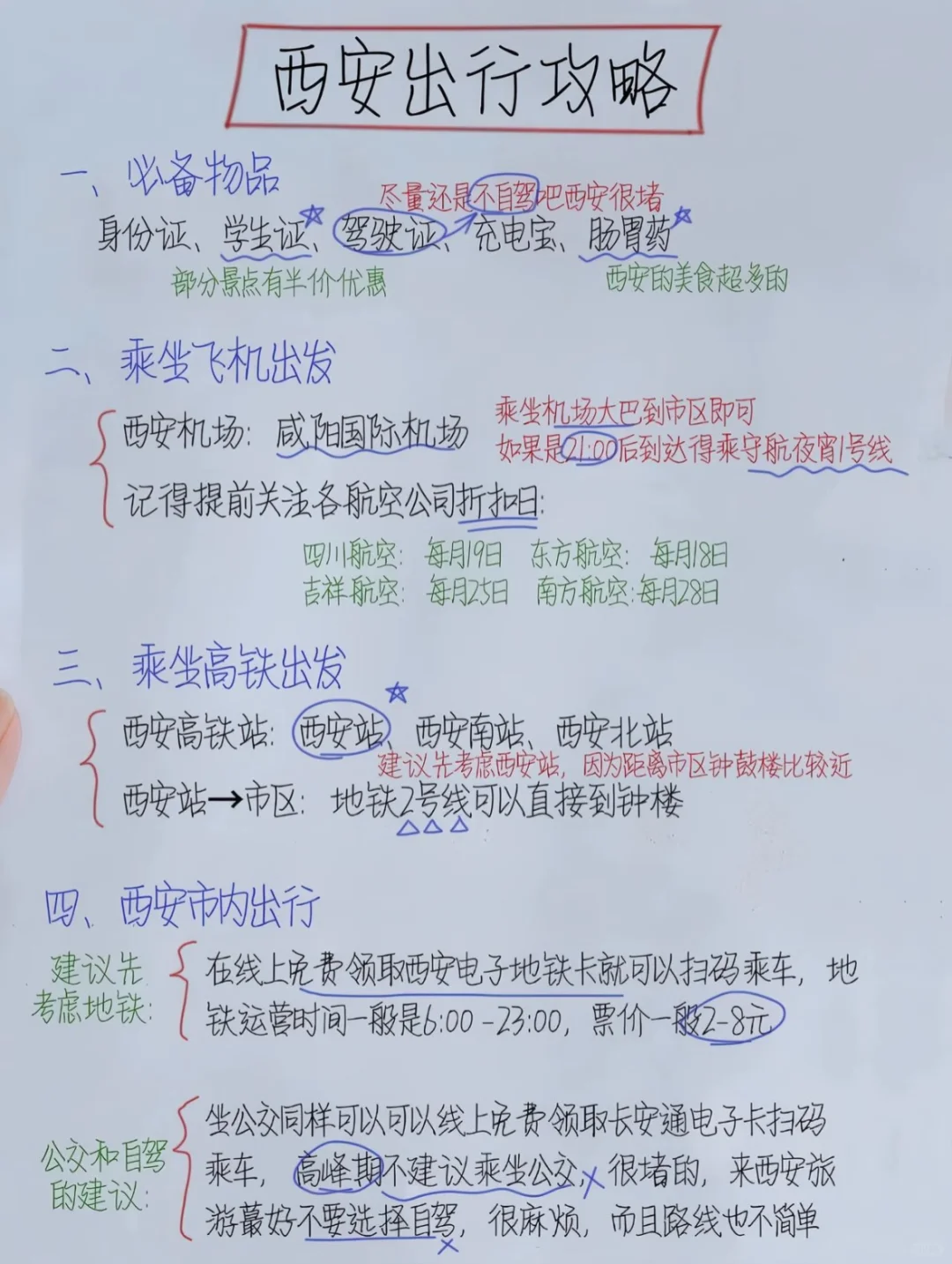 OMG J人闺蜜手写西安旅游攻略好详