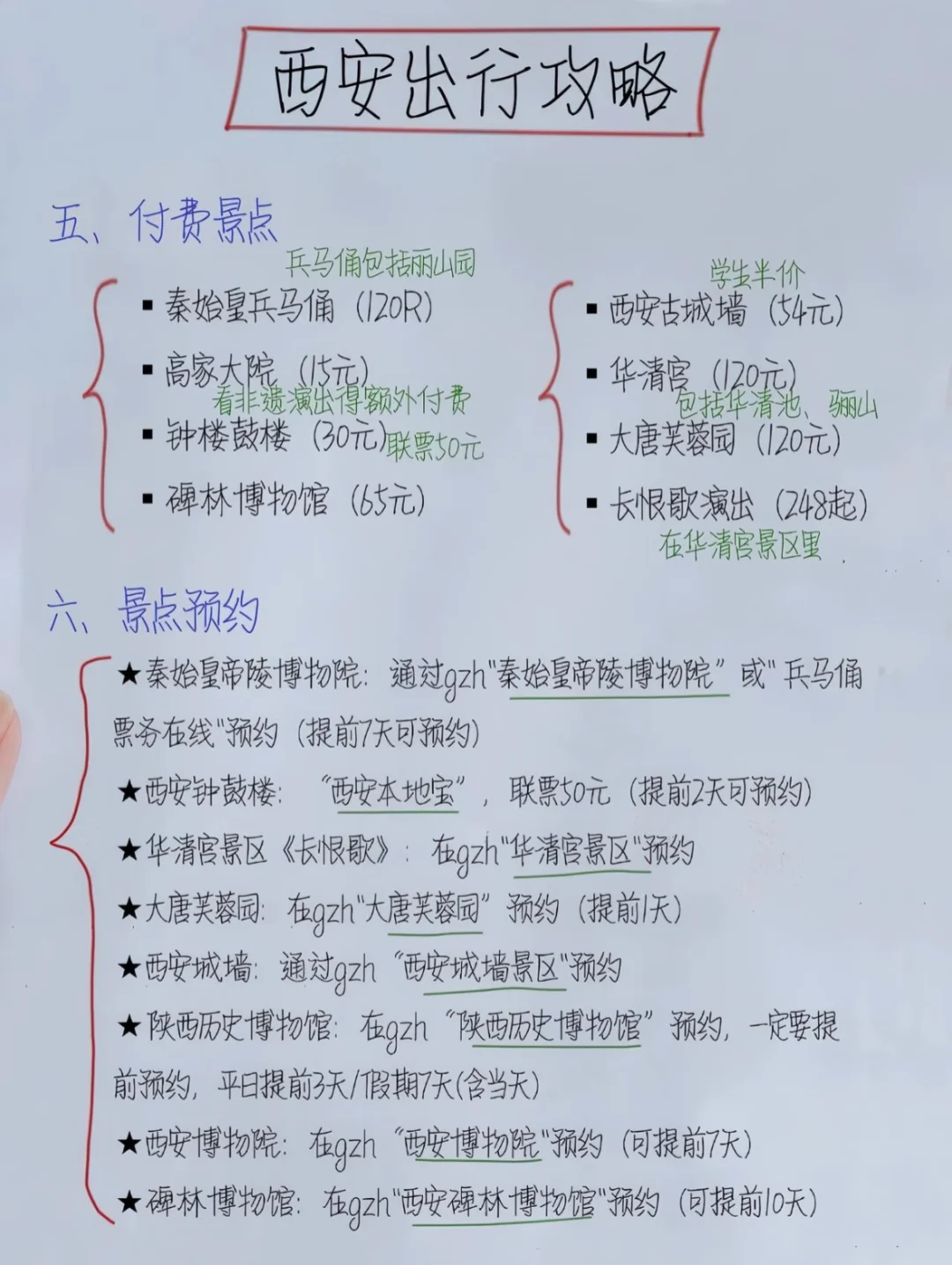 OMG J人闺蜜手写西安旅游攻略好详