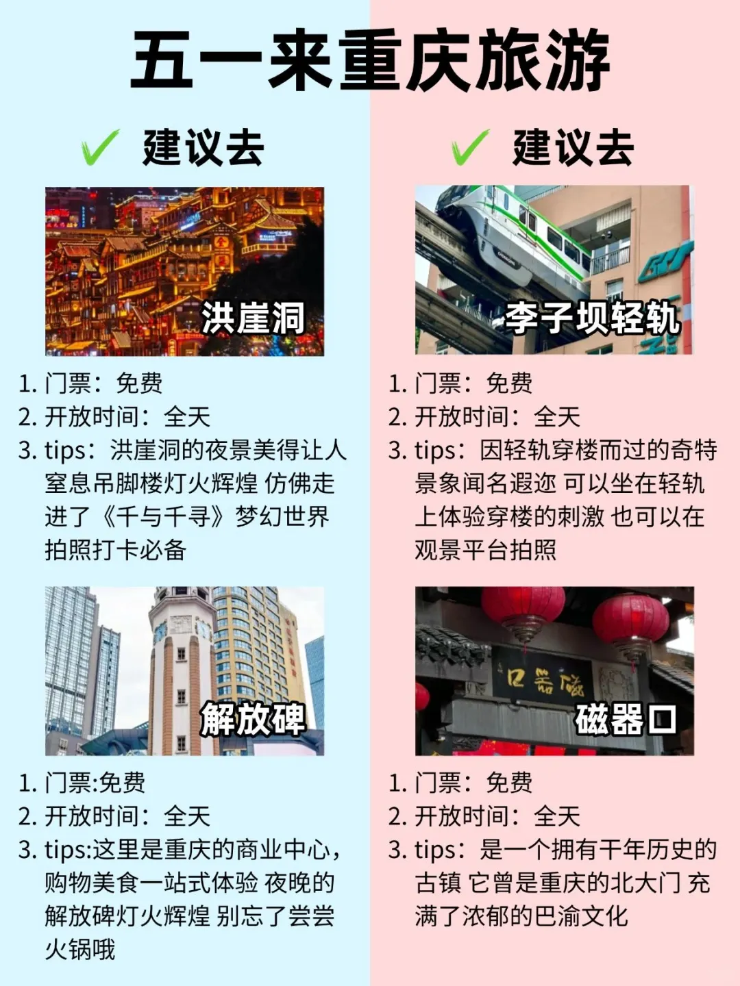 五一重庆旅游懒人版攻略 进来抄作业吧！
