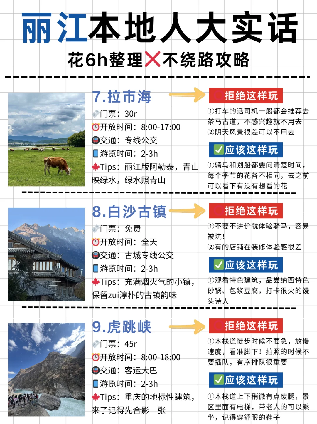 丽江本地人花6h整理的超全攻略，速看‼