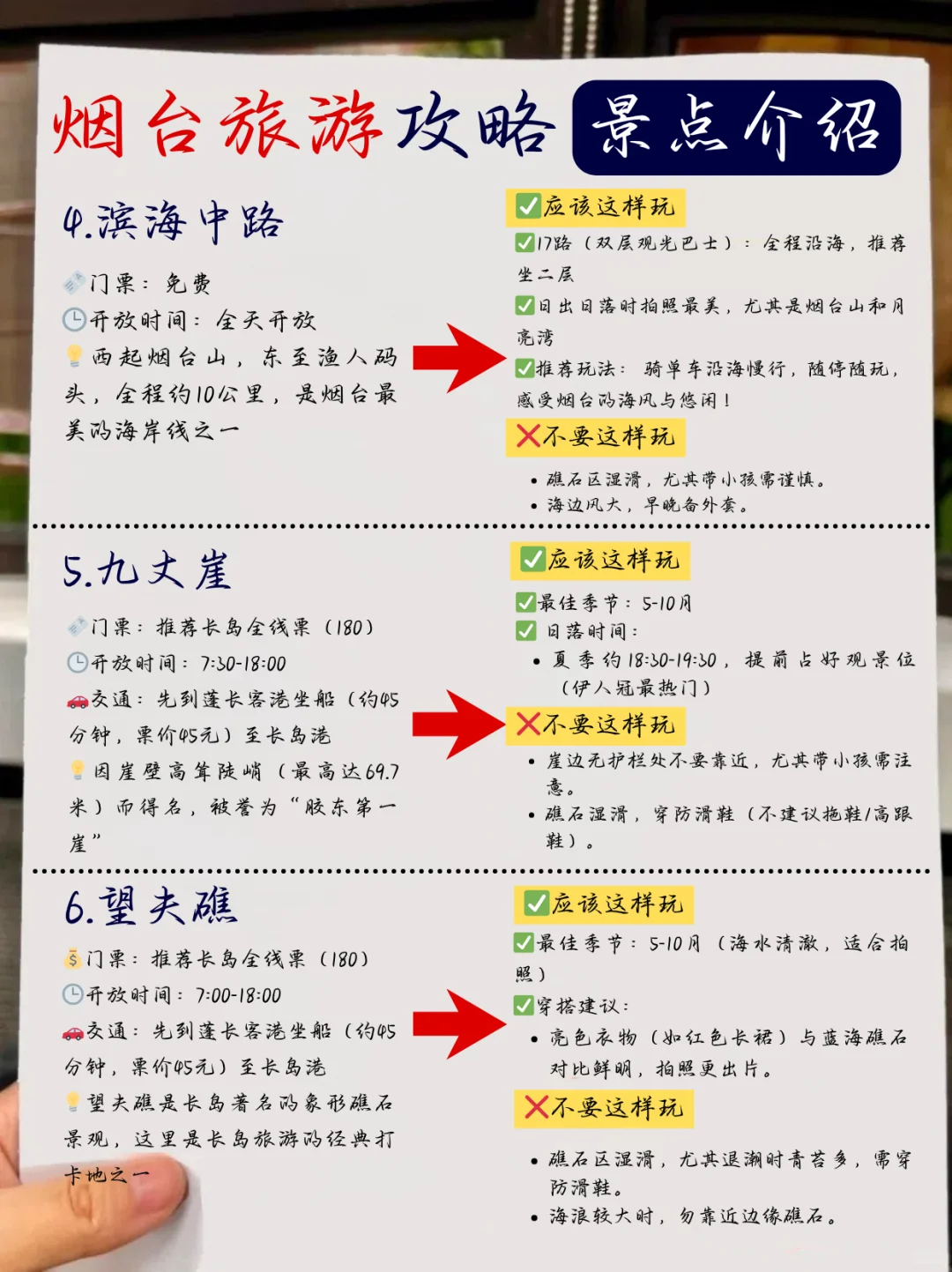 烟台旅游攻略❗本地人手绘版路线图