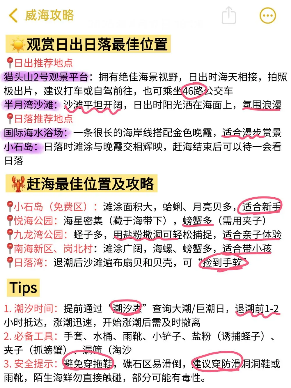 来威海前✅一定要记得带这些东西🎒