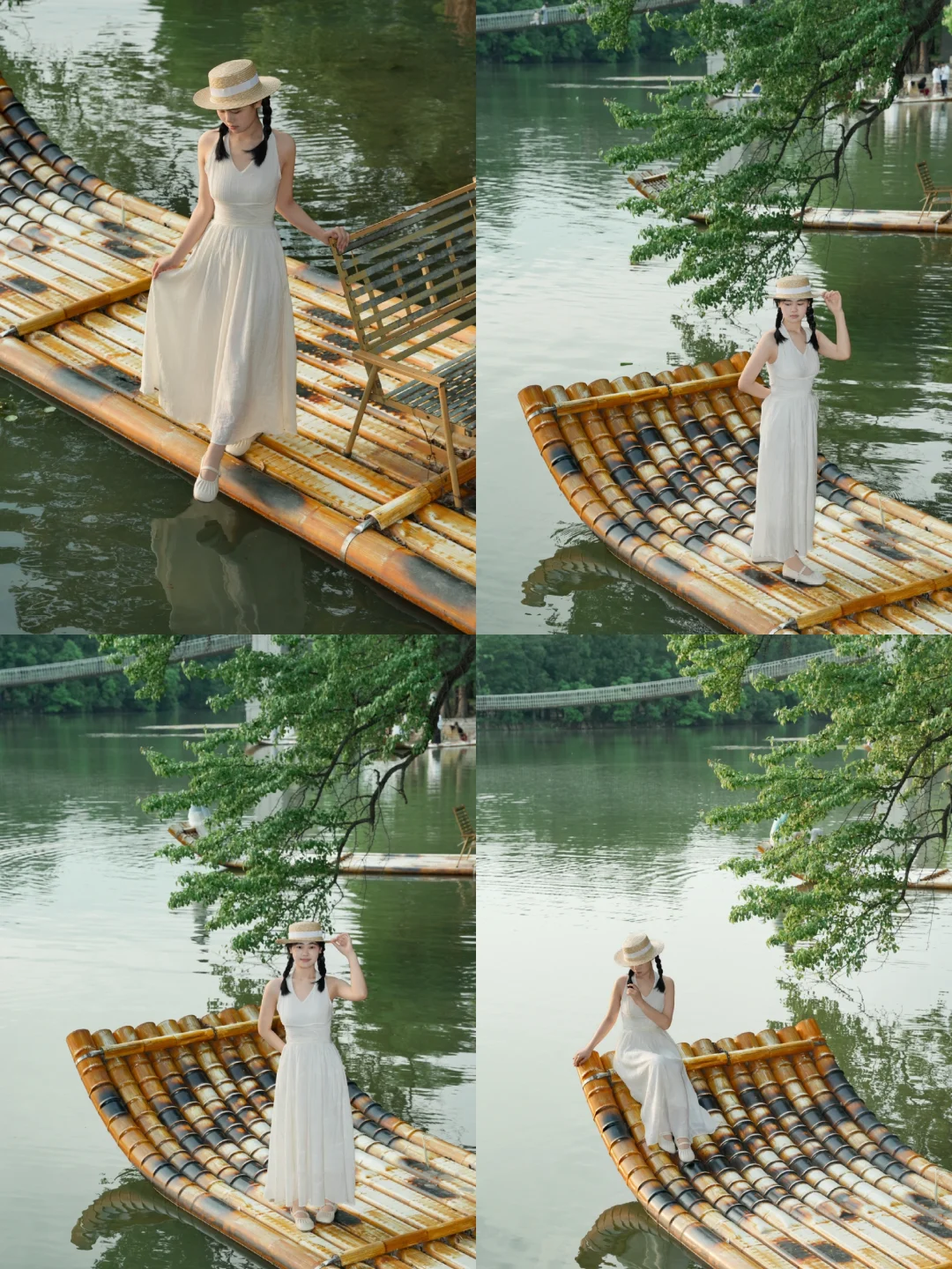 不是江南，是武汉东湖落雁竹筏