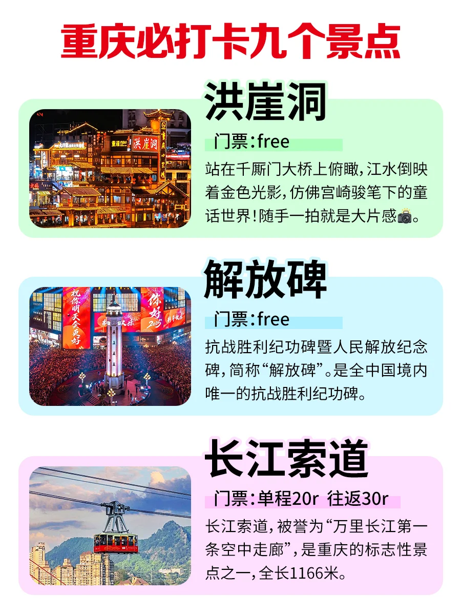 ✨【重庆必打卡九个景点】✨