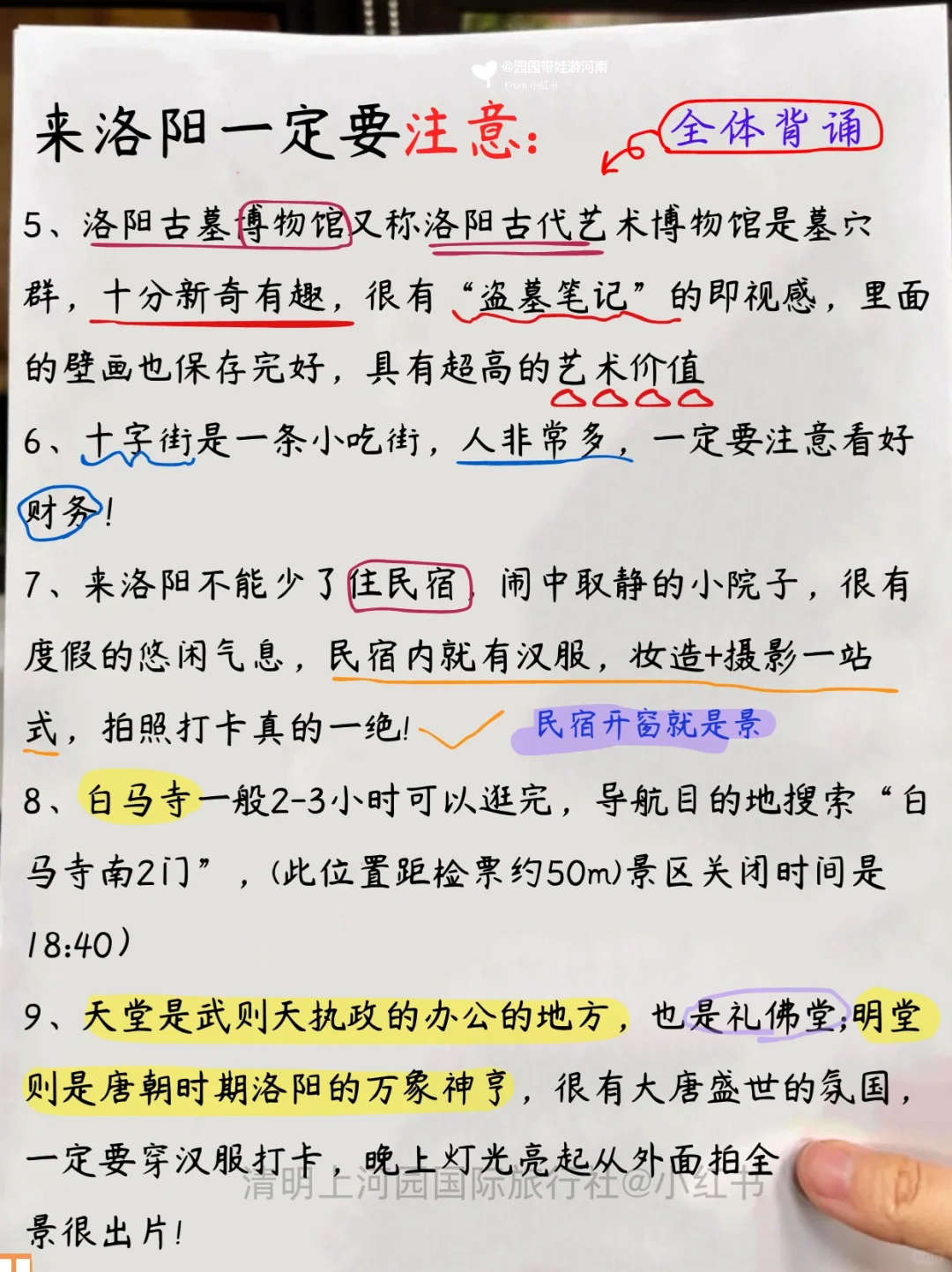 洛阳手绘景点地图🗺终于把洛阳旅游说明白了