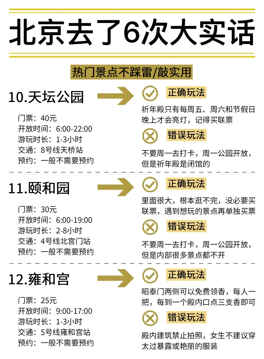 敲实用😎去了6次北京大实话！包不踩雷的~