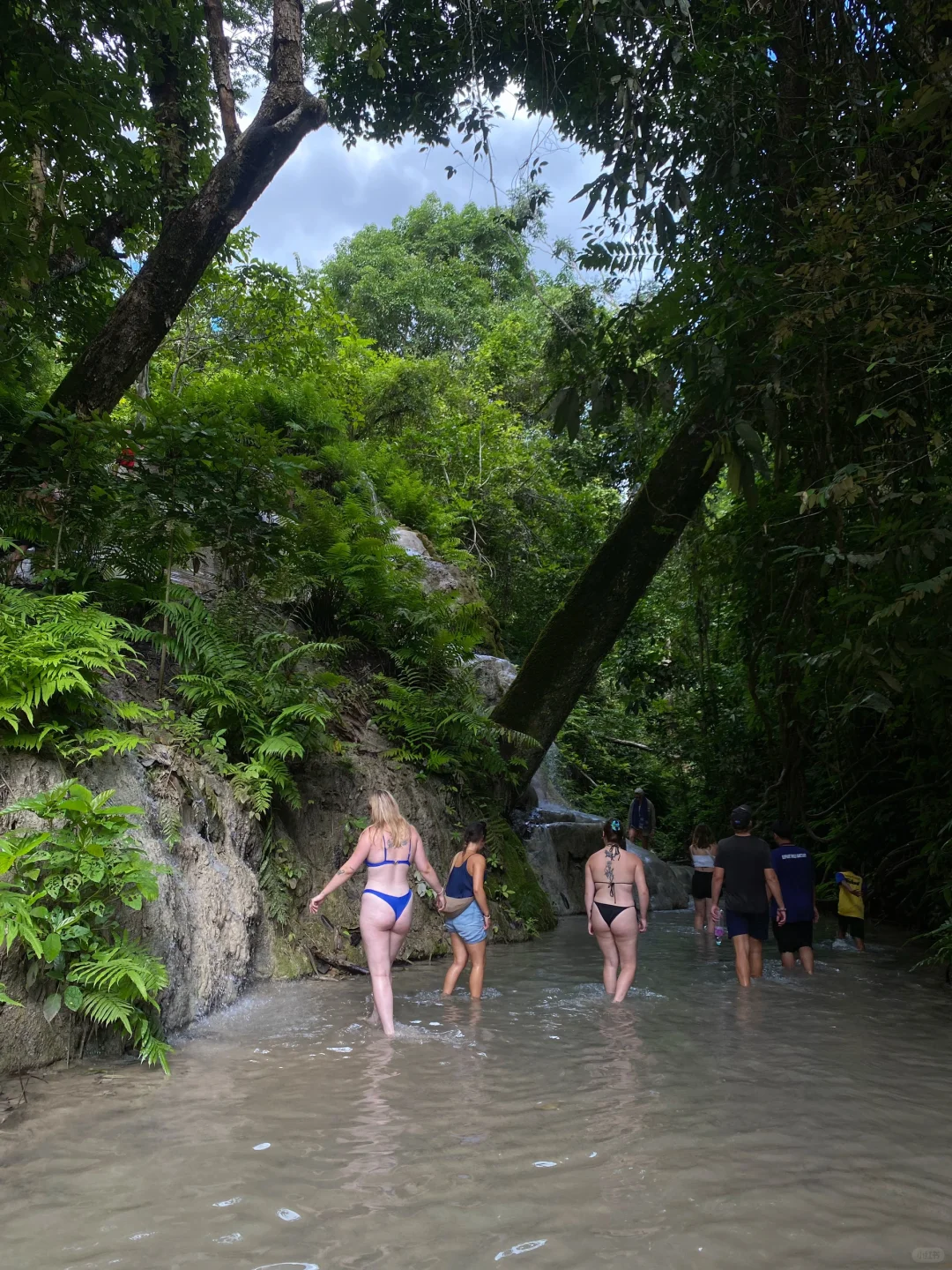 真的有不滑脚的粘粘瀑布（Namtok Buatong）