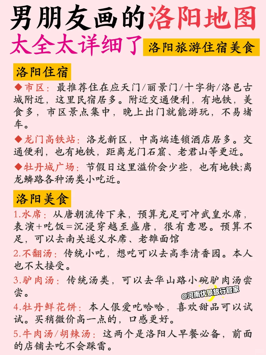 洛阳旅游攻略！男朋友手绘版地图！不绕路！
