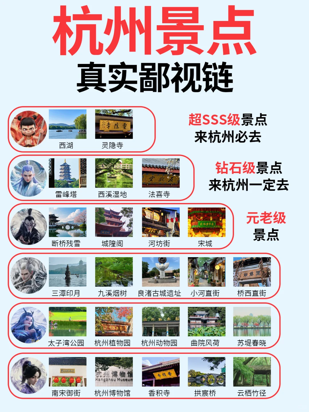 杭州景点的真实鄙视链，这些地方放心冲！