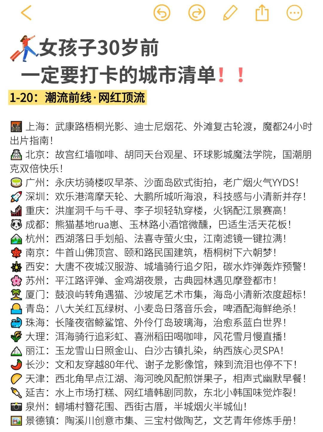 ✈️女孩子30岁前一定要打卡的城市清单📚