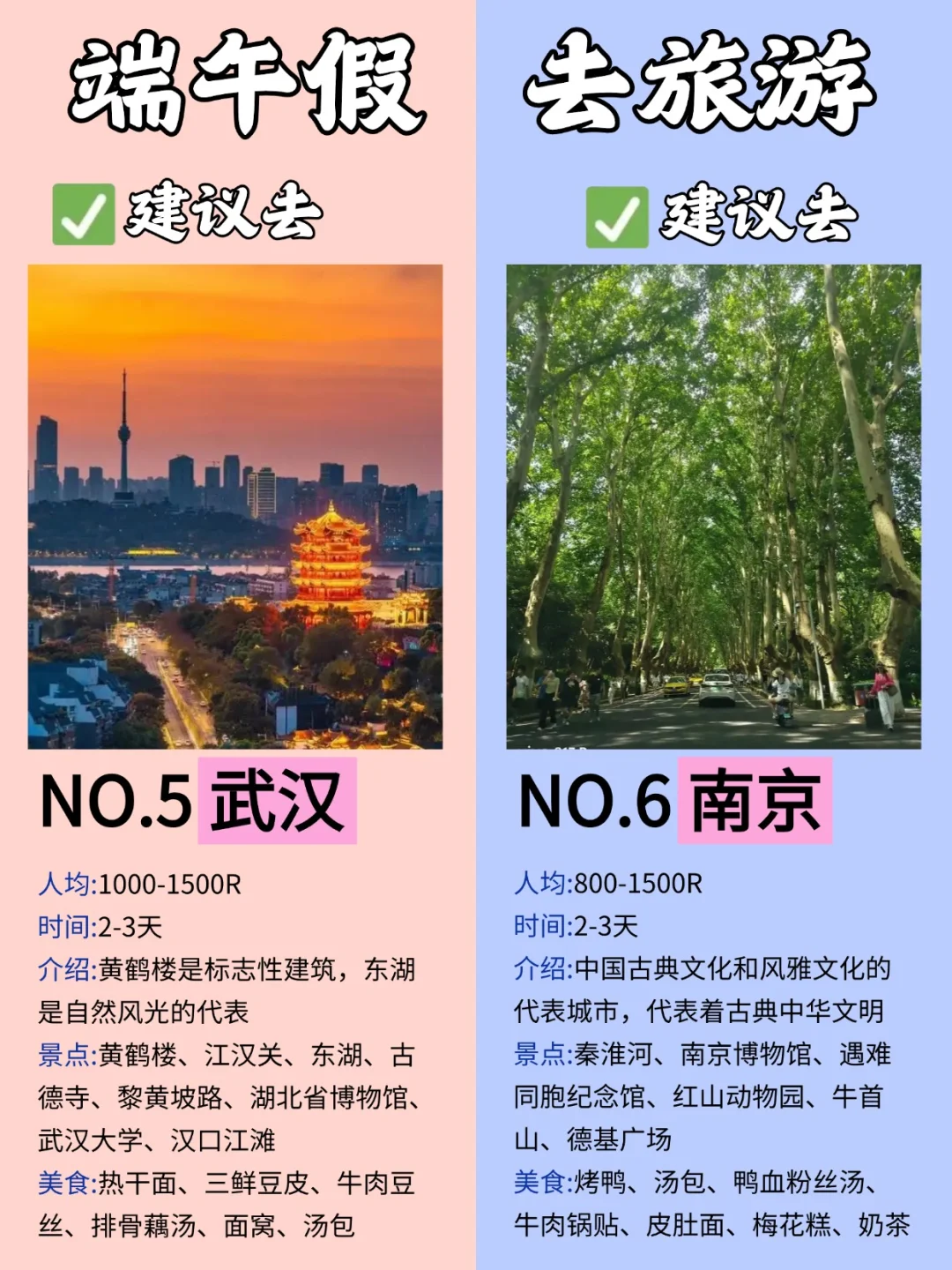 🔥勇敢的人先出发❣端午去旅游的城市