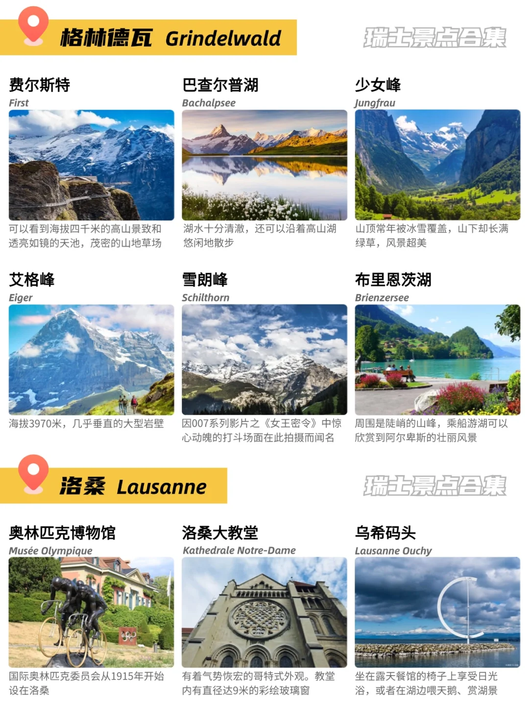 🇨🇭瑞士72个主景点合集‼️