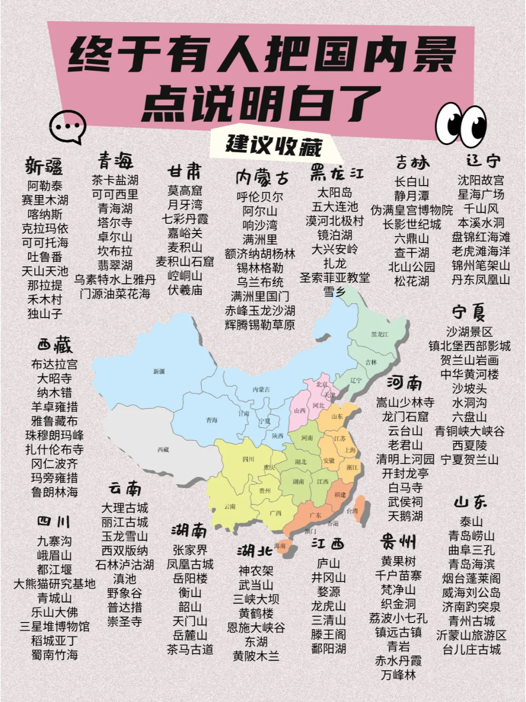 国内旅游景点大盘点！有这两张图就够了！