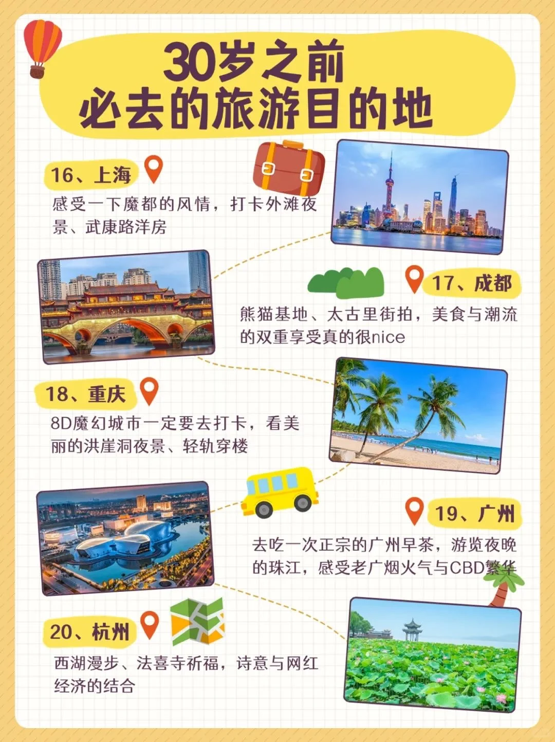 30岁之前必去的旅游目的地及对应景点+美食