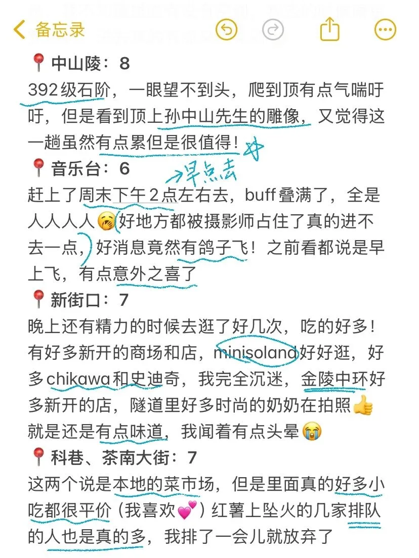 南京已回，景点打分（仅个人想法❗）