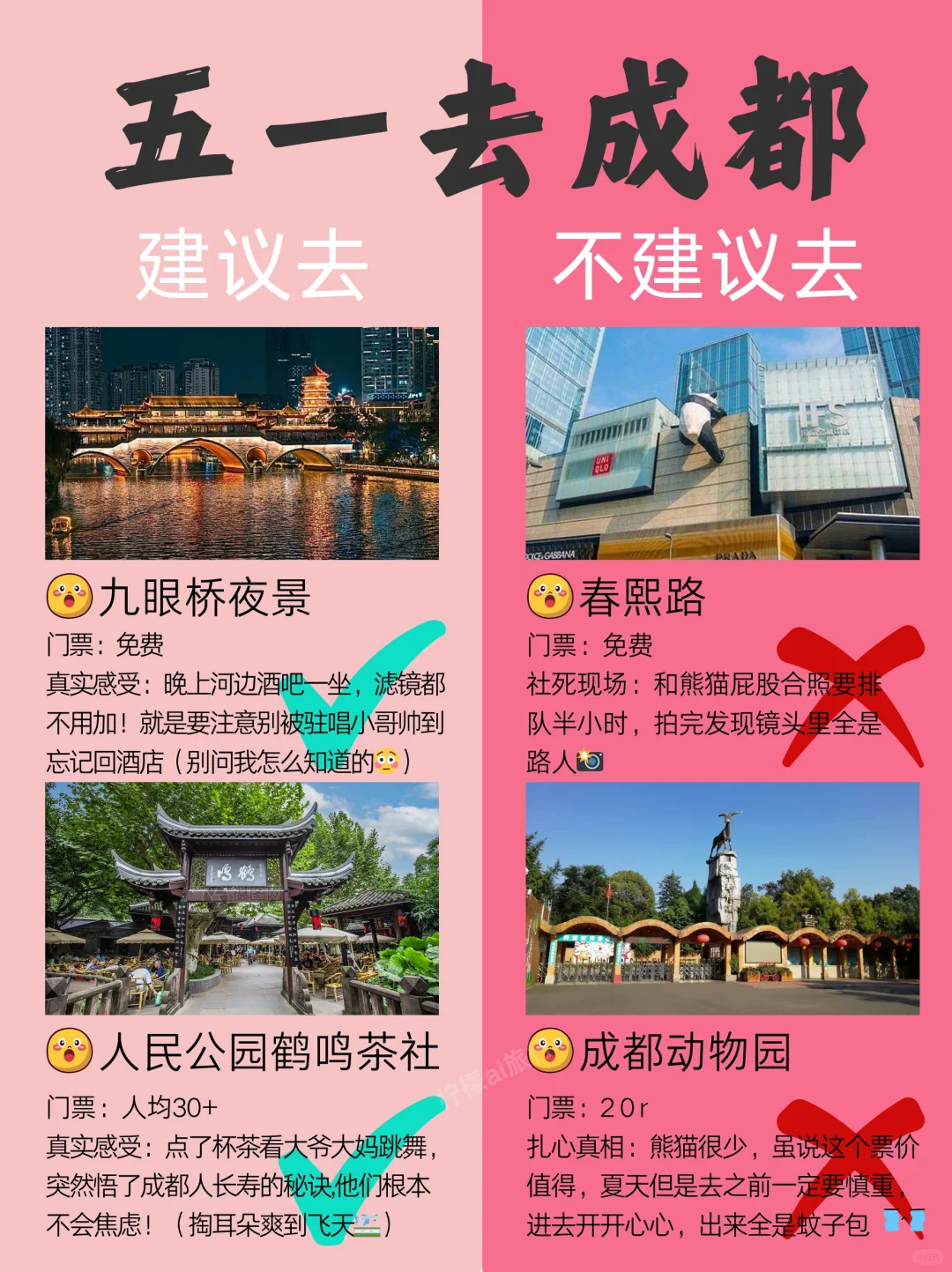 五一成都景点红黑榜📍建议去🆚不建议去