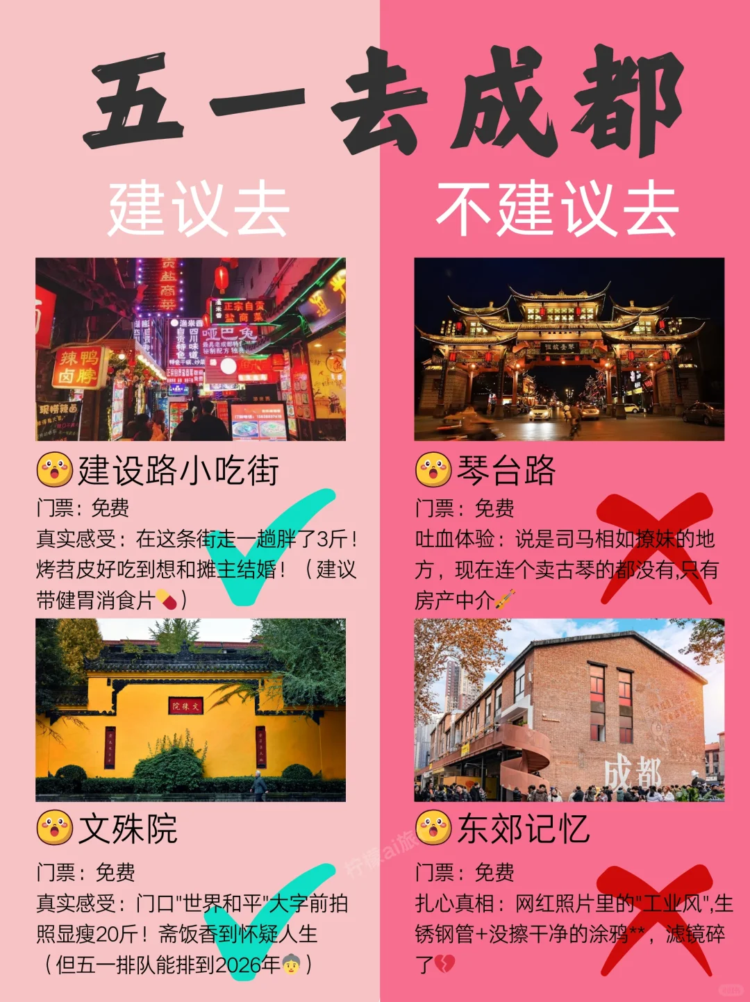 五一成都景点红黑榜📍建议去🆚不建议去