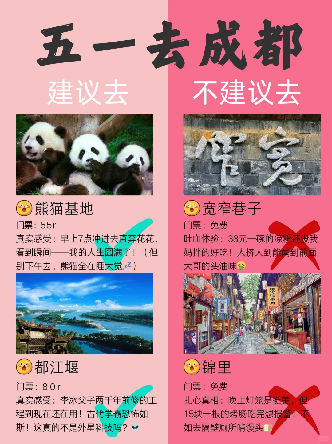 五一成都景点红黑榜📍建议去🆚不建议去