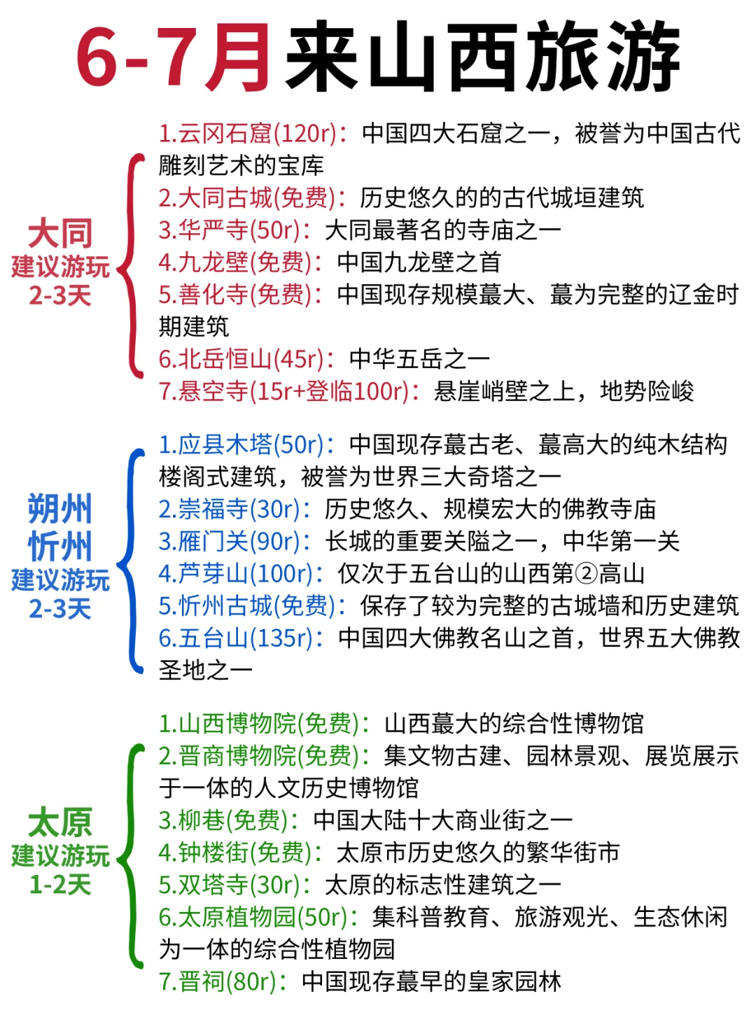 🌟6-7月山西旅游攻略｜本地人私藏