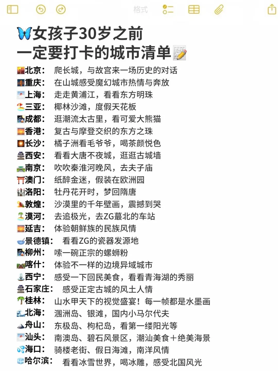 女孩子30岁之前一定要打卡的城市清单📝