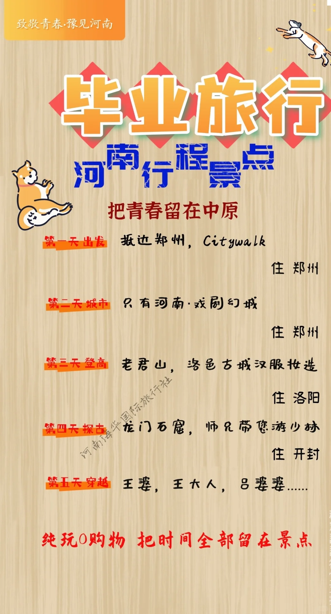 河南毕业旅游5天4晚 纯玩团不费脑推荐