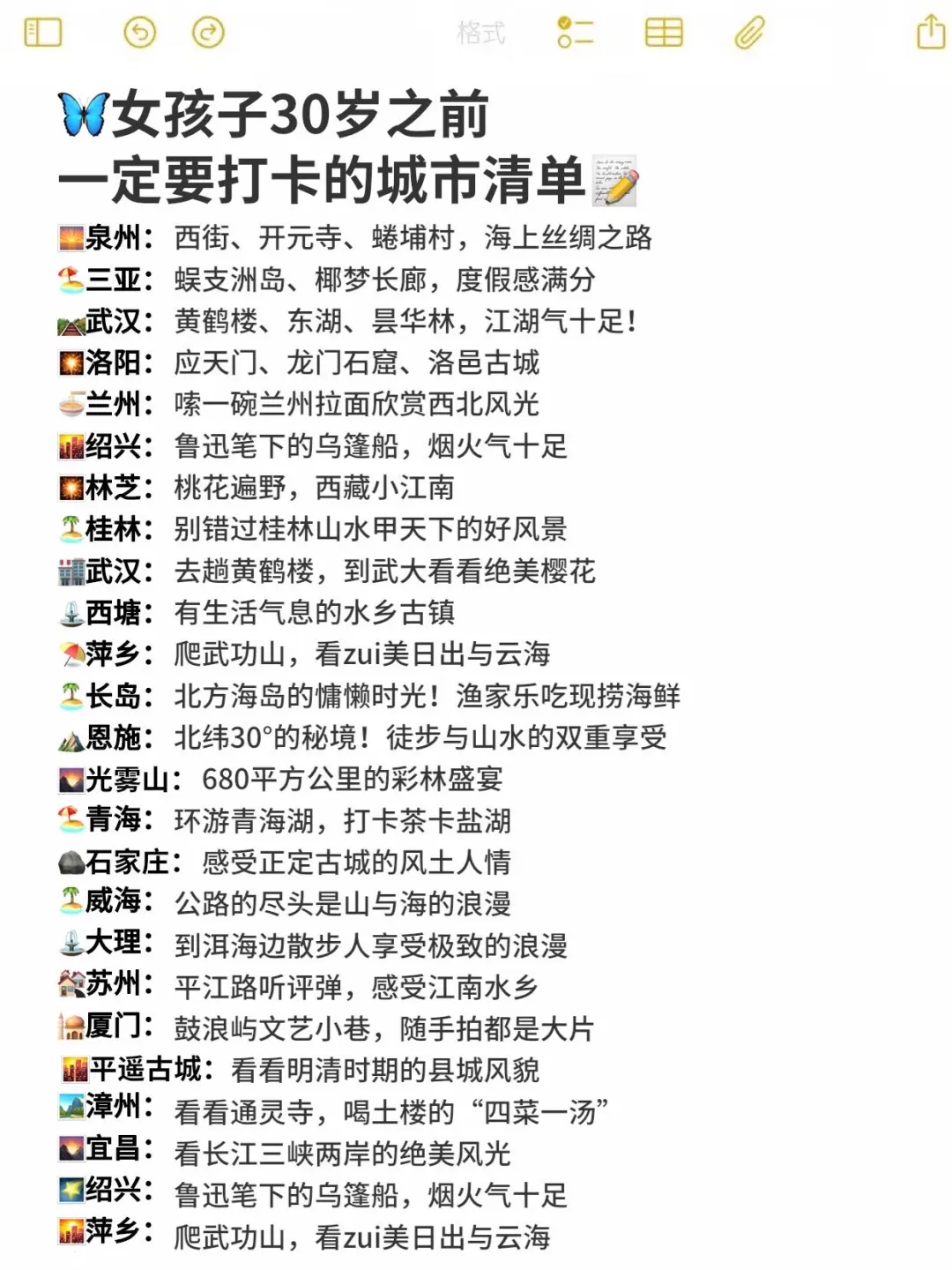 女孩子30岁之前一定要打卡的城市清单📝