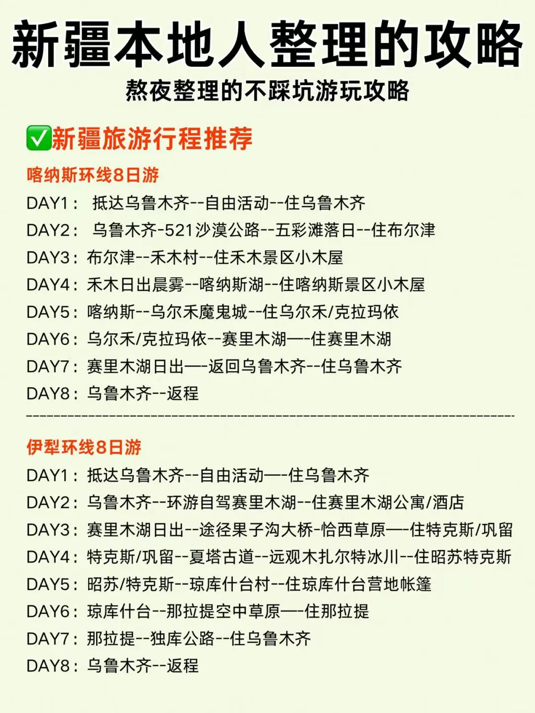 本地人整理的新疆旅游攻略✅暑期要来的看看