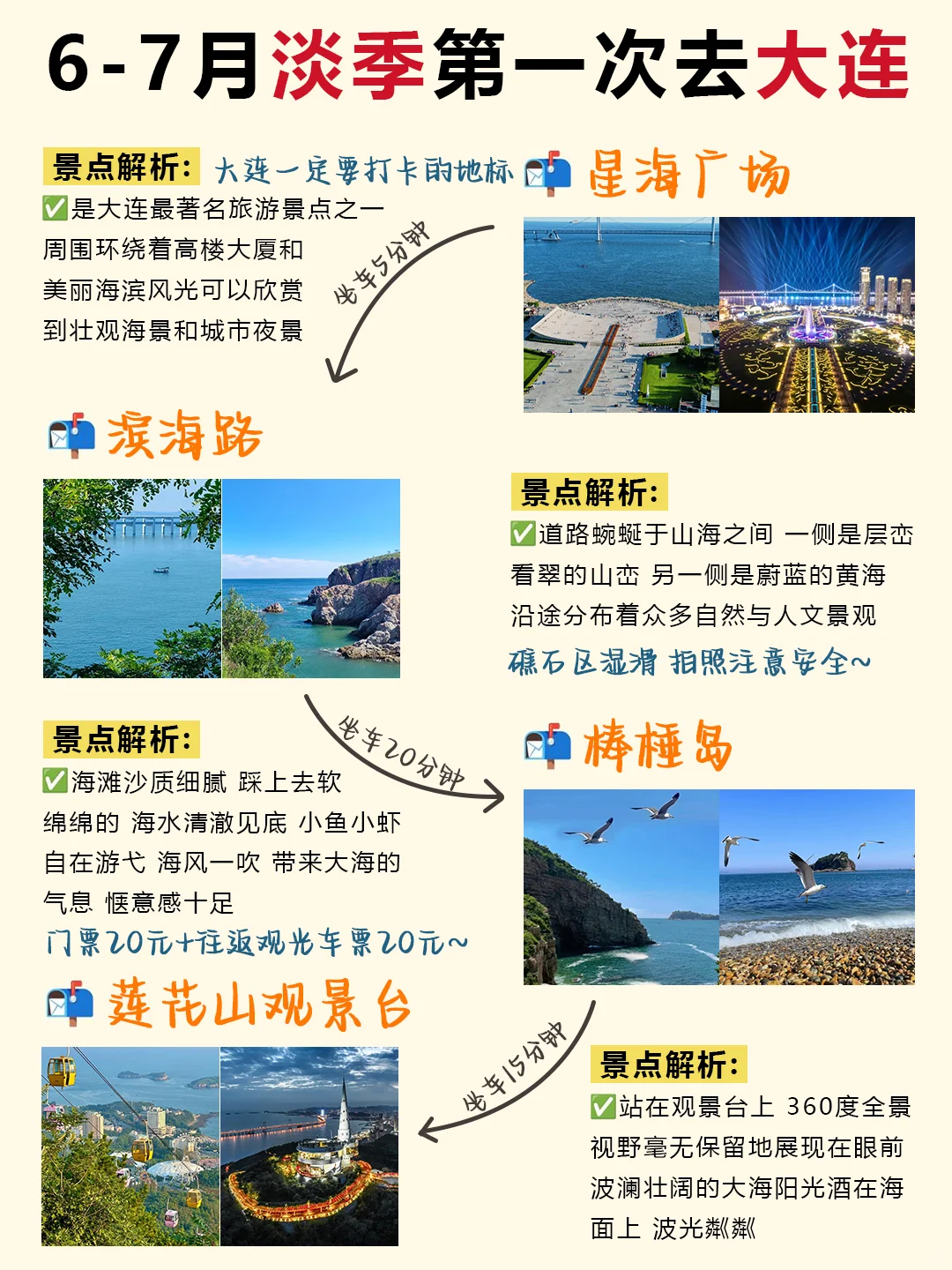 大连旅游攻略！6-7月淡季去大连详细路线图
