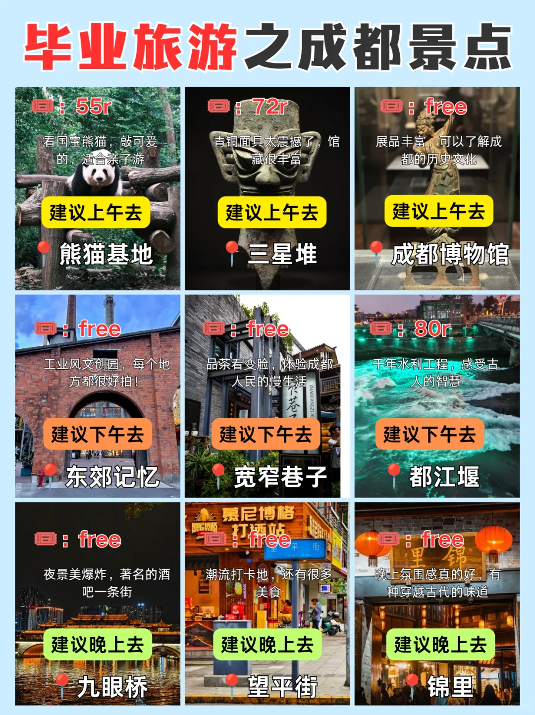 毕业季🉑穷游的12个城市！别错过（成都版