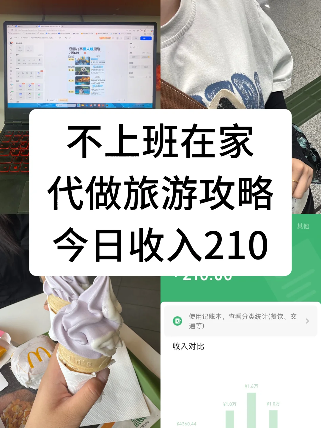 不上班在家代做旅游攻略|今日收入210💰
