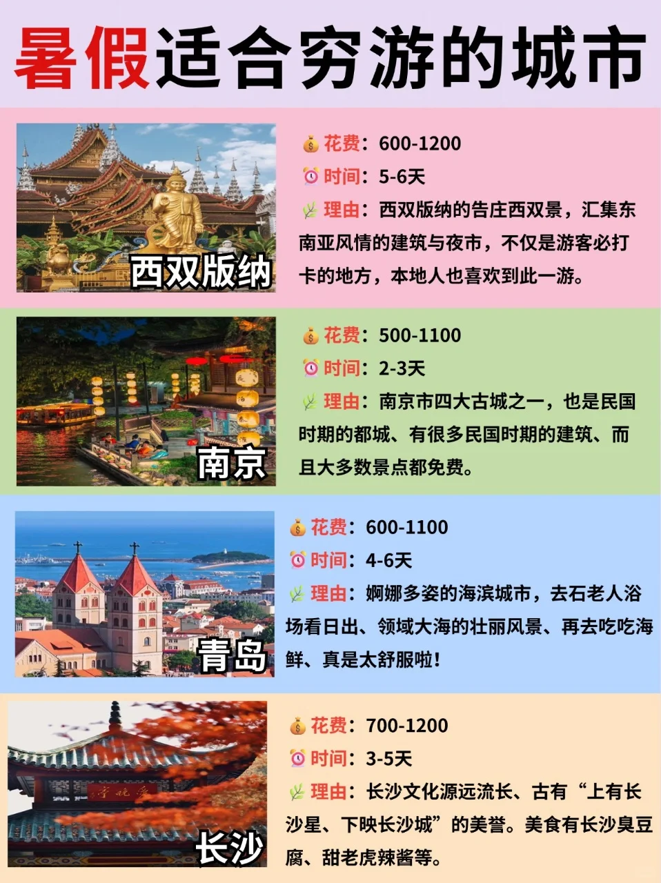 暑假适合穷游的城市盘点✅学生🉑冲这些地方