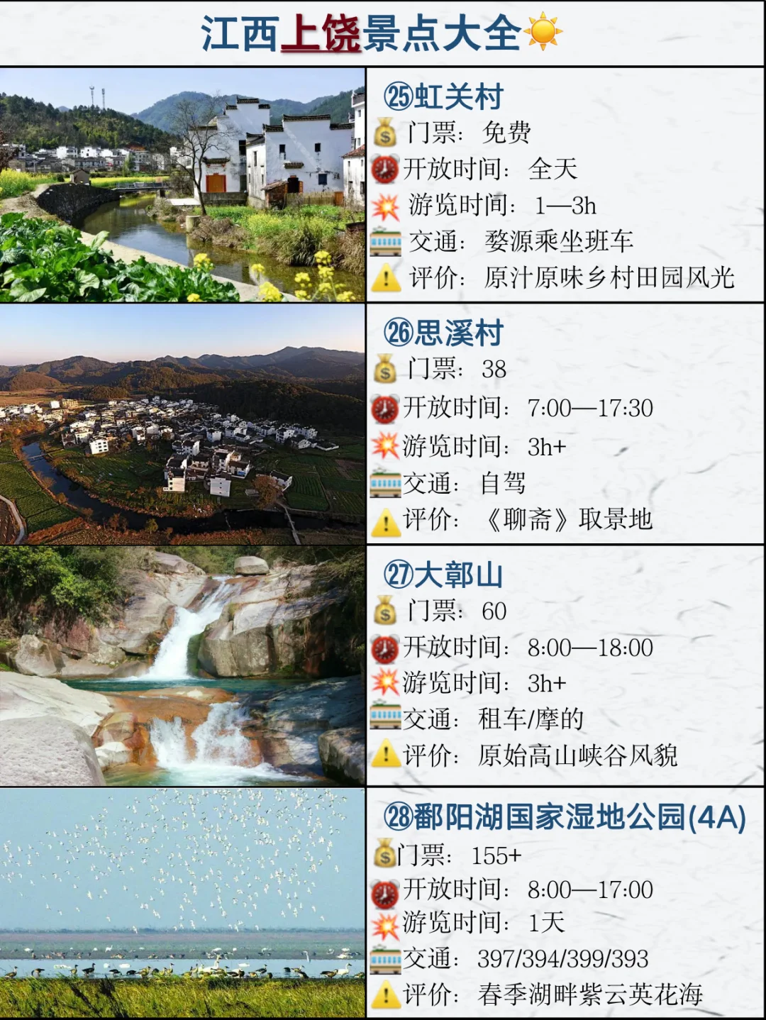 一定不要春天错过上饶婺源的32个旅游景点💥