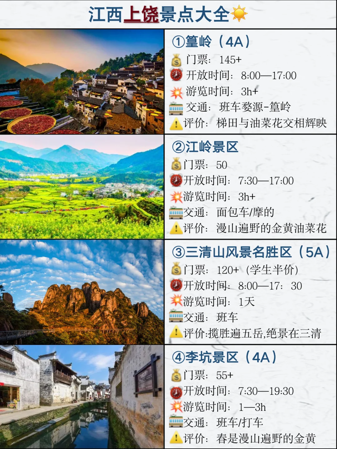 一定不要春天错过上饶婺源的32个旅游景点💥