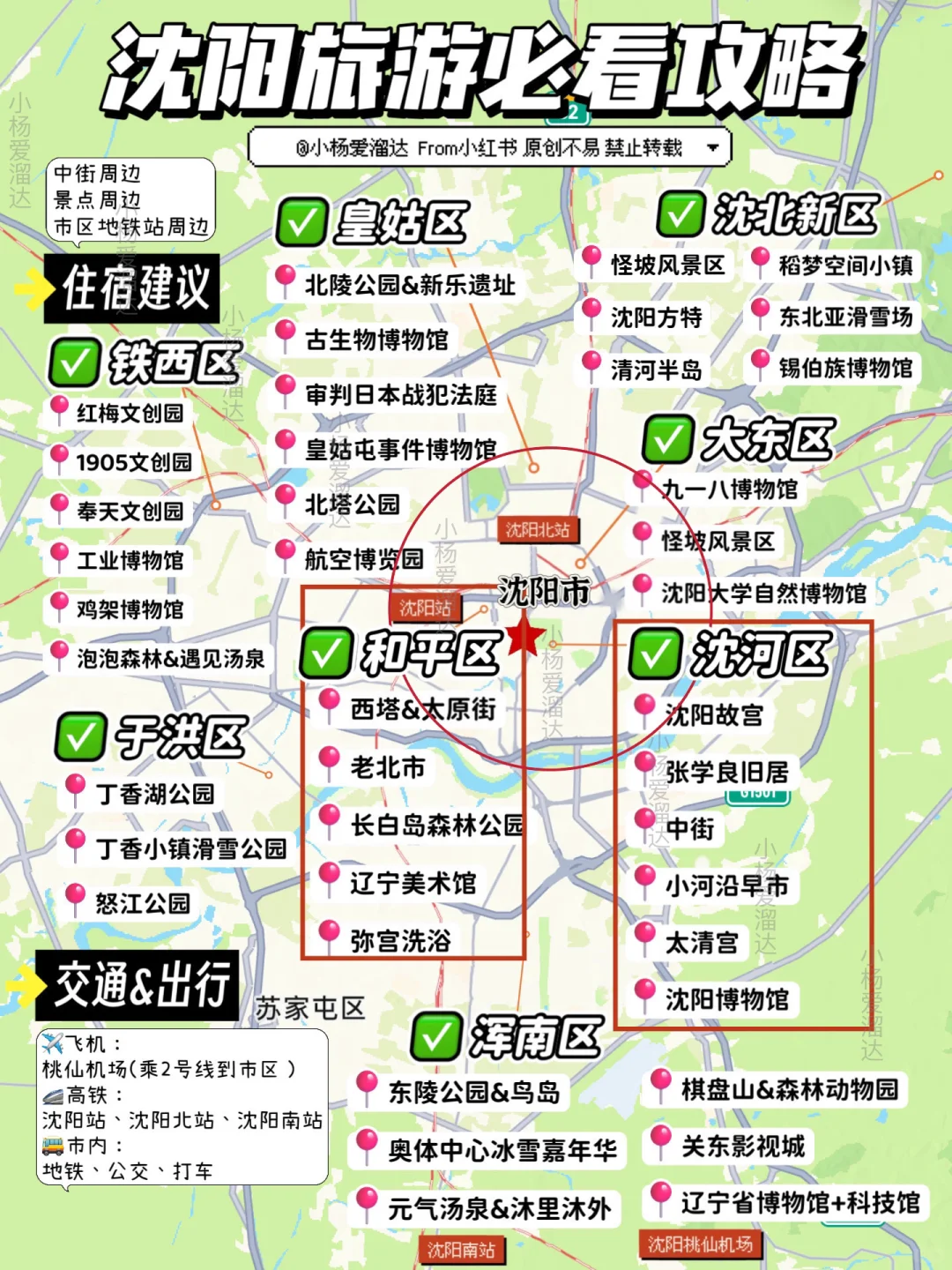 沈阳旅游必看攻略｜一张图秒懂沈阳吃住行