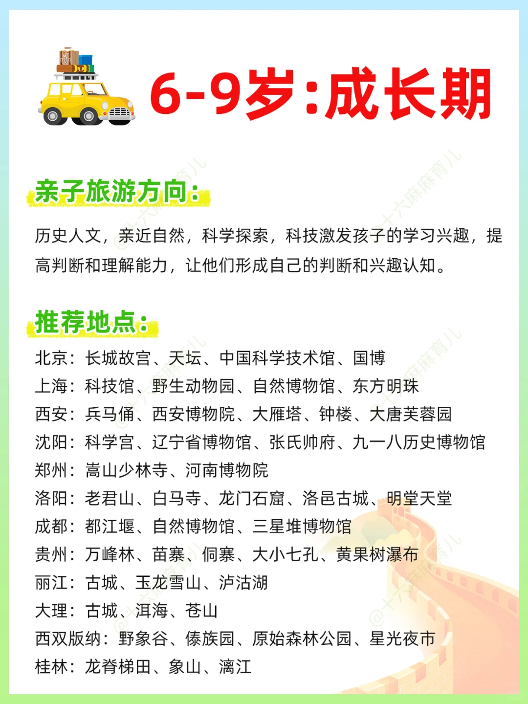带娃旅游按年龄❗️0~15岁孩子适合去的旅行地