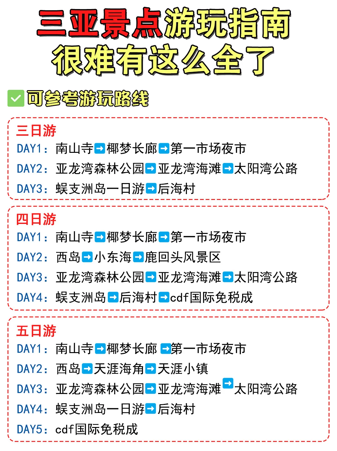 三亚景点攻略指南，很难有这么全的了。。。