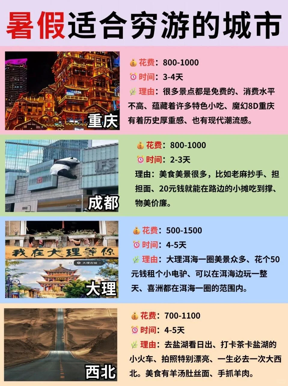 适合暑假穷游的地方