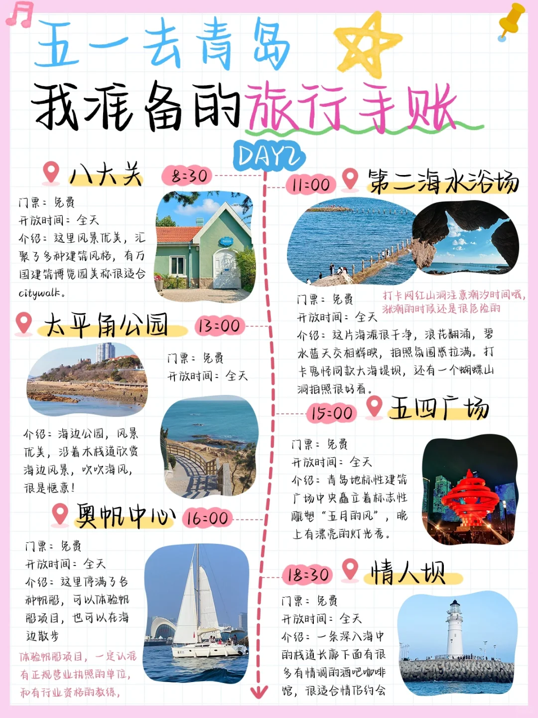 五一去青岛旅游🌊整理的手帐攻略（自用版）