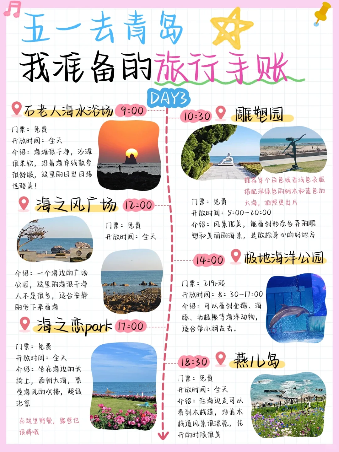 五一去青岛旅游🌊整理的手帐攻略（自用版）