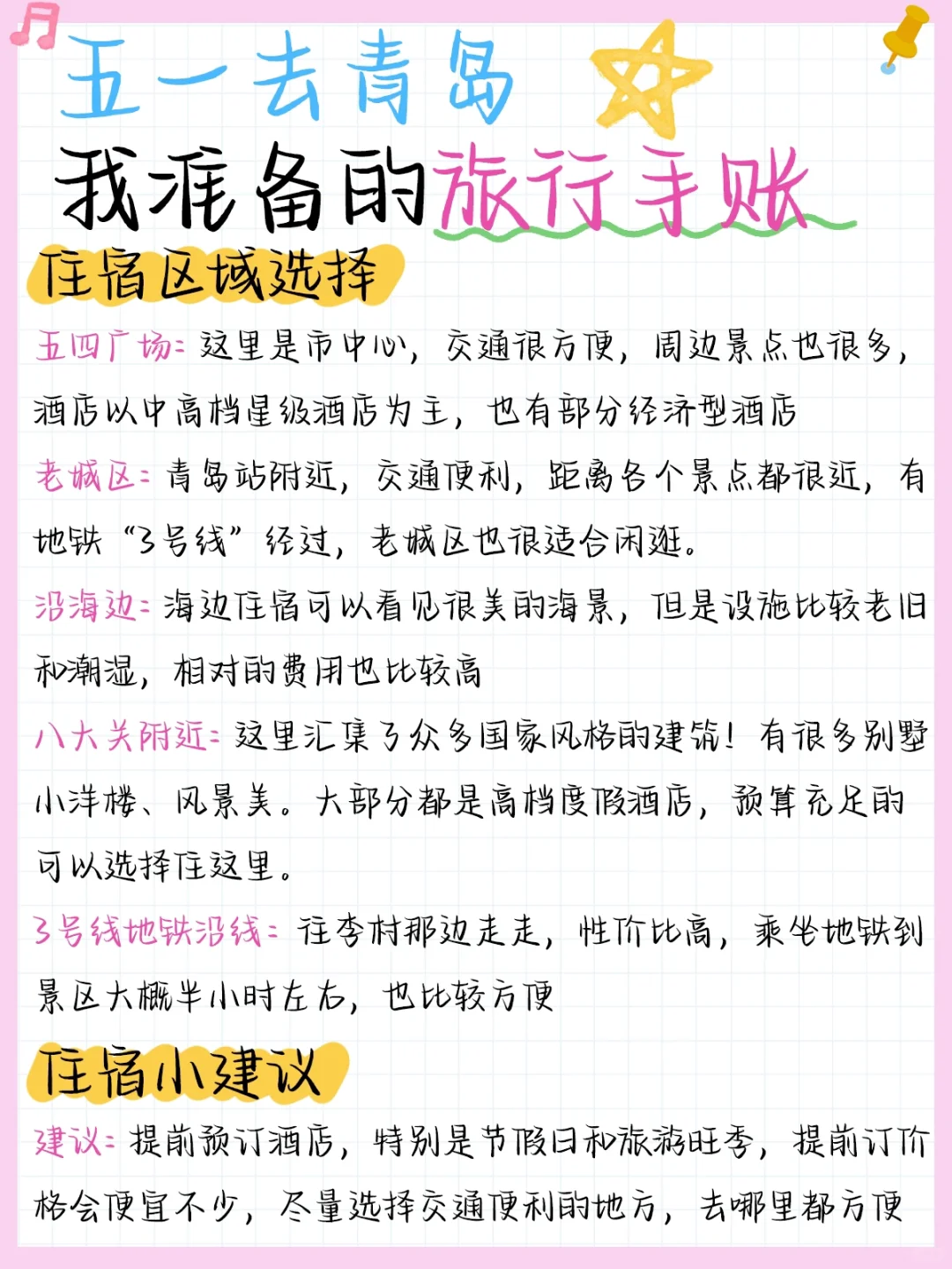 五一去青岛旅游🌊整理的手帐攻略（自用版）