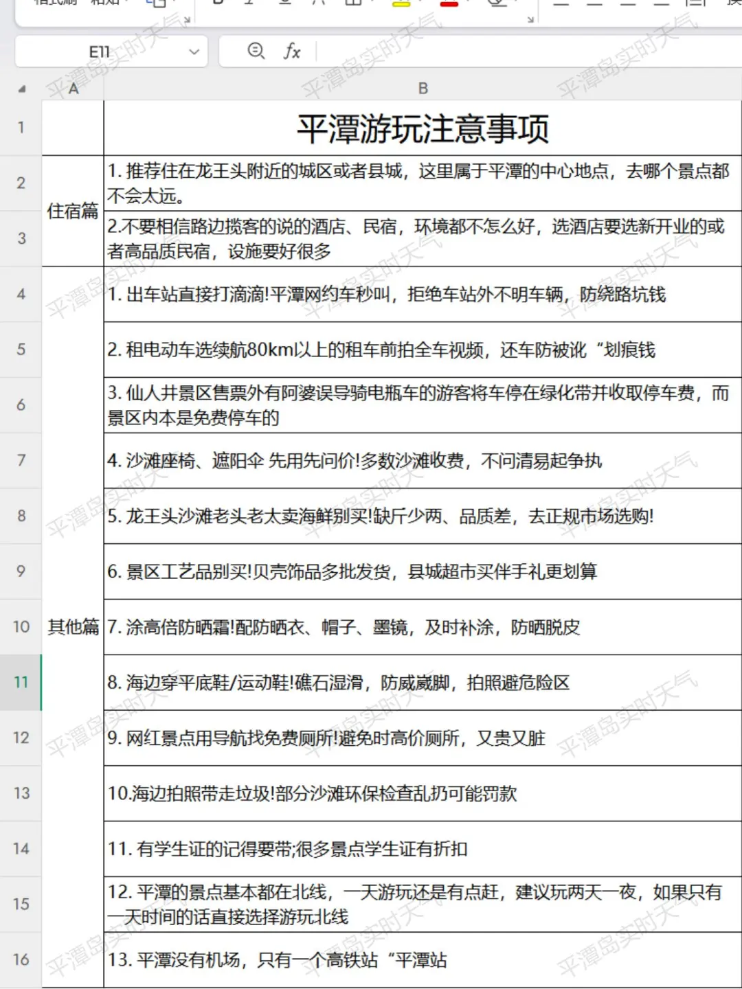 男朋友做的平潭岛旅游攻略已经next level了