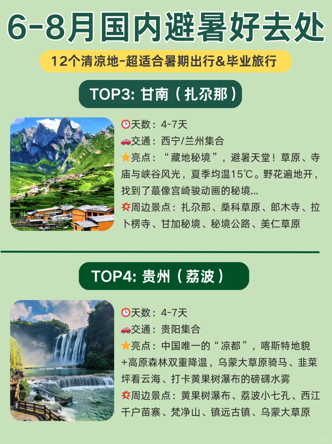 2025避暑地图🍃这12个地方不仅凉快还美哭