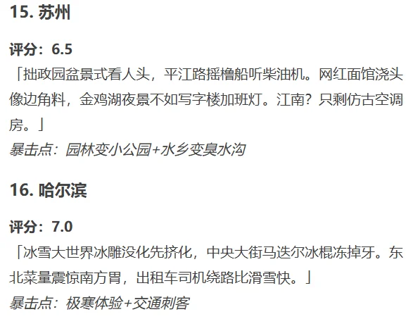 来看👀DeepSeek锐评国内热门城市
