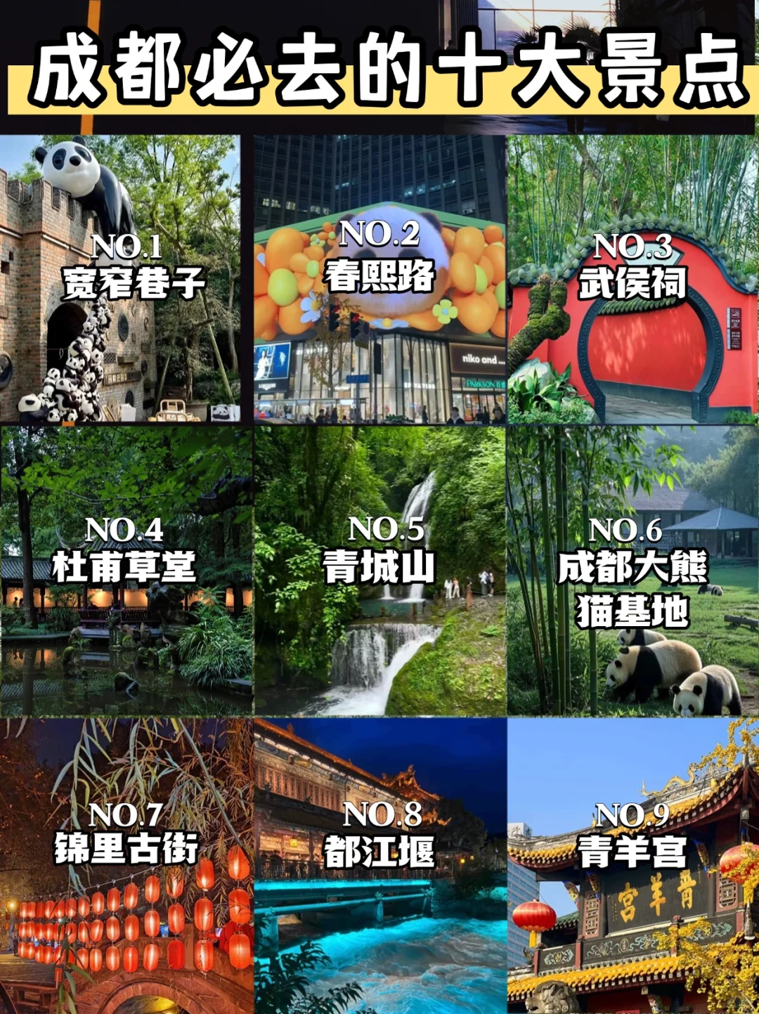 成都必玩🔥十大景点游玩攻略⁉️