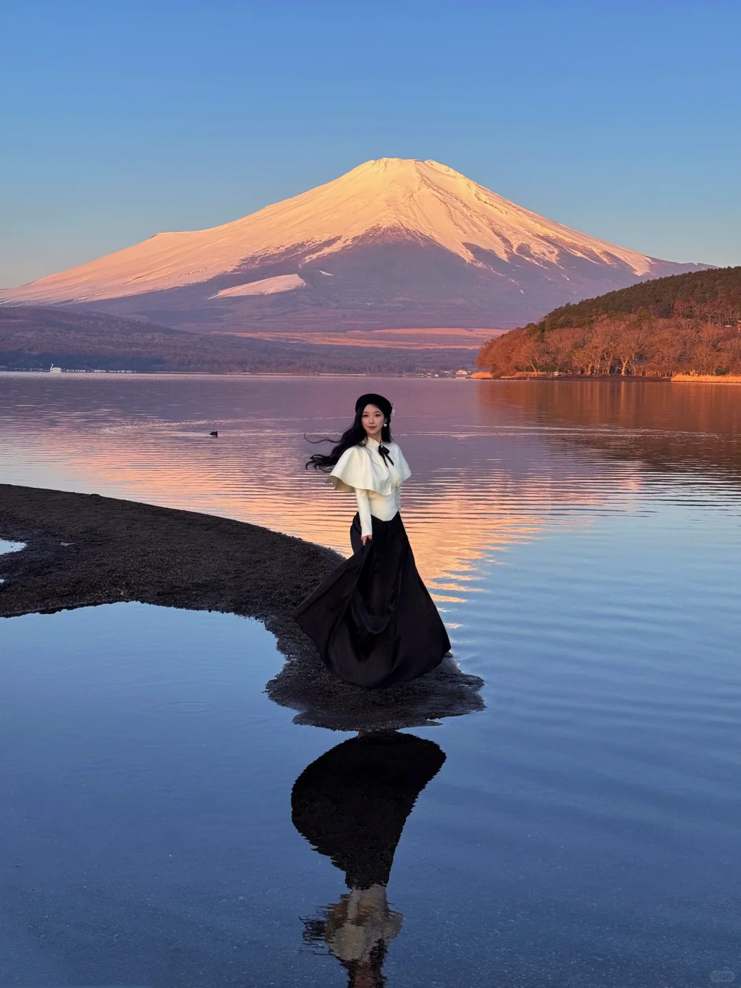 日本｜富士山🗻山中湖绝美粉色日出平野之浜