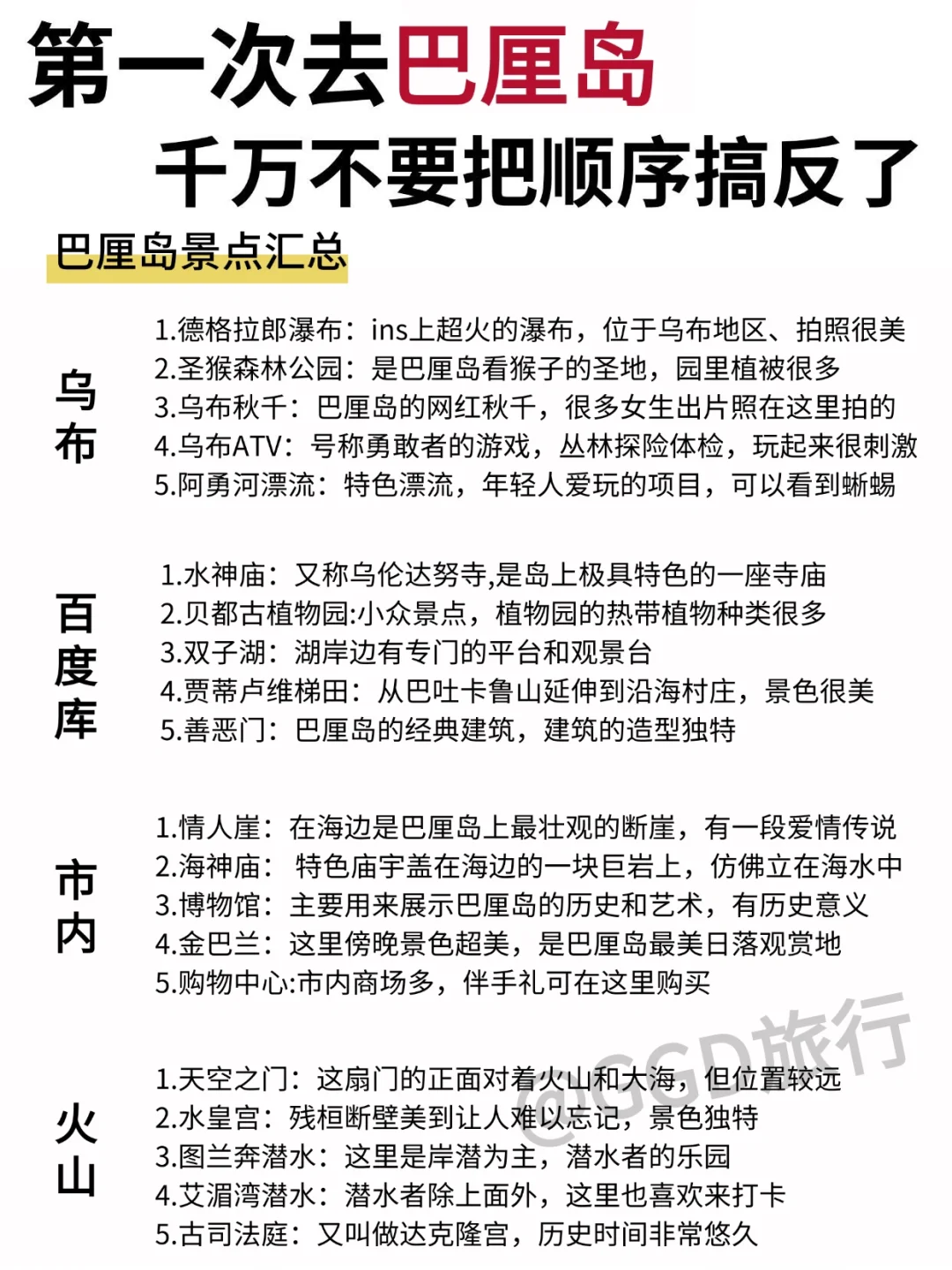 👋巴厘岛行程➕路线，去玩直接冲就行了😎