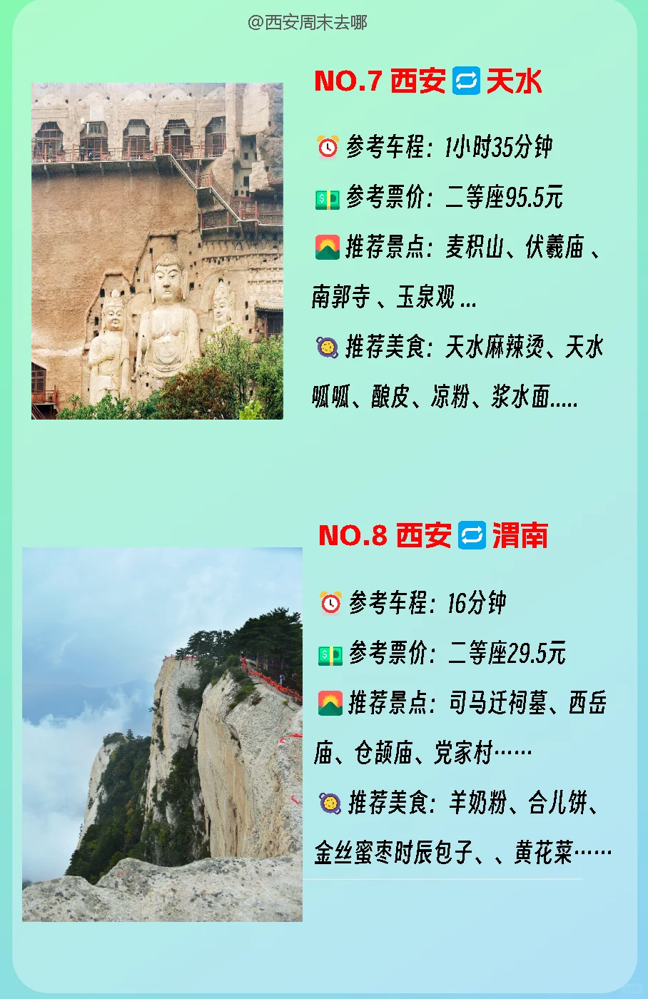 西安出发🚆高铁2h内直达的13个城市